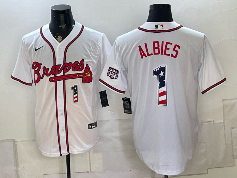 Men 2026 Atlanta Braves #1 Albies white Game Nike MLB Jersey 0823001->atlanta braves->MLB Jersey